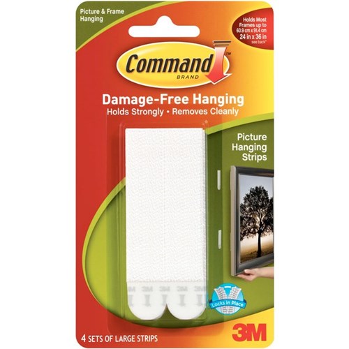Omax - Command™ Picture Hanging Strips Large White, Pack of 4 Sets