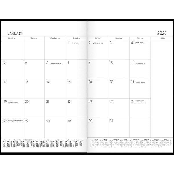 Omax - A4 Monthly Planner Diary A4 Month To View 2026 Assorted Colours