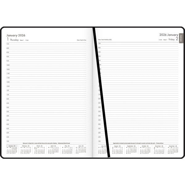 Omax - A41 1/2 Hour Appointments Diary A4 1 Day Per Page 2026 Black