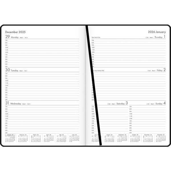 Omax - A43 1 Hour Appointments Diary A4 Week To View 2026 Black
