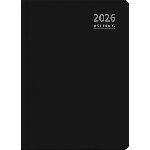 Omax - A51 1/2 Hour Appointments Diary A5 1 Day Per Page 2026 Black