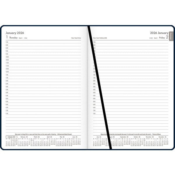 Omax - A51 1/2 Hour Appointments Diary A5 1 Day Per Page 2026 Black