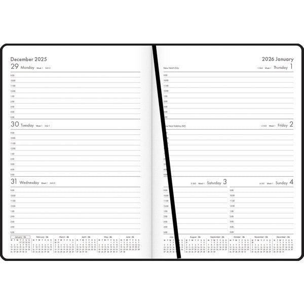 Omax - A53 1 Hour Appointments Diary A5 Week To View 2026 Black