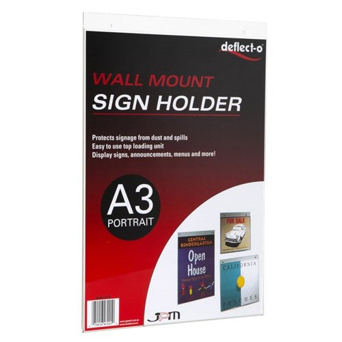 Omax - Deflecto Wall Mount Sign &amp; Menu Holder A3 Portrait 47201