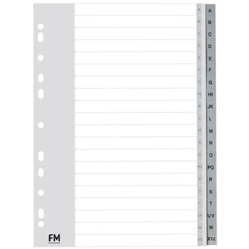 Omax - FM Index Dividers Tab A-Z A4 Polyprop Grey