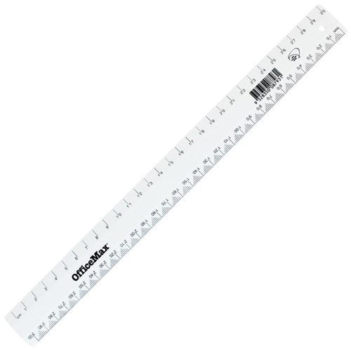 Omax - Plastic Ruler | 30cm | White | Unit: Each
