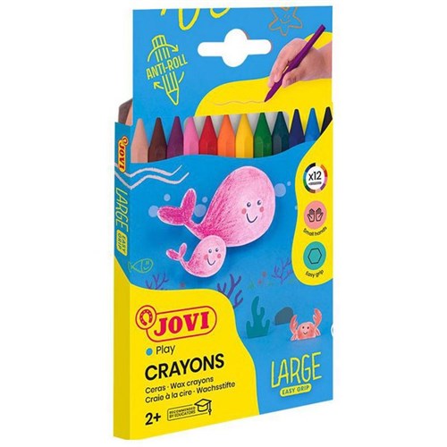 Omax - Jovi Plastic Crayons Assorted Colours, Pack of 12