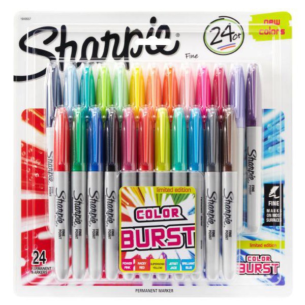 Omax - Sharpie Colour Burst Permanent Marker Fine Tip, Pack of 24
