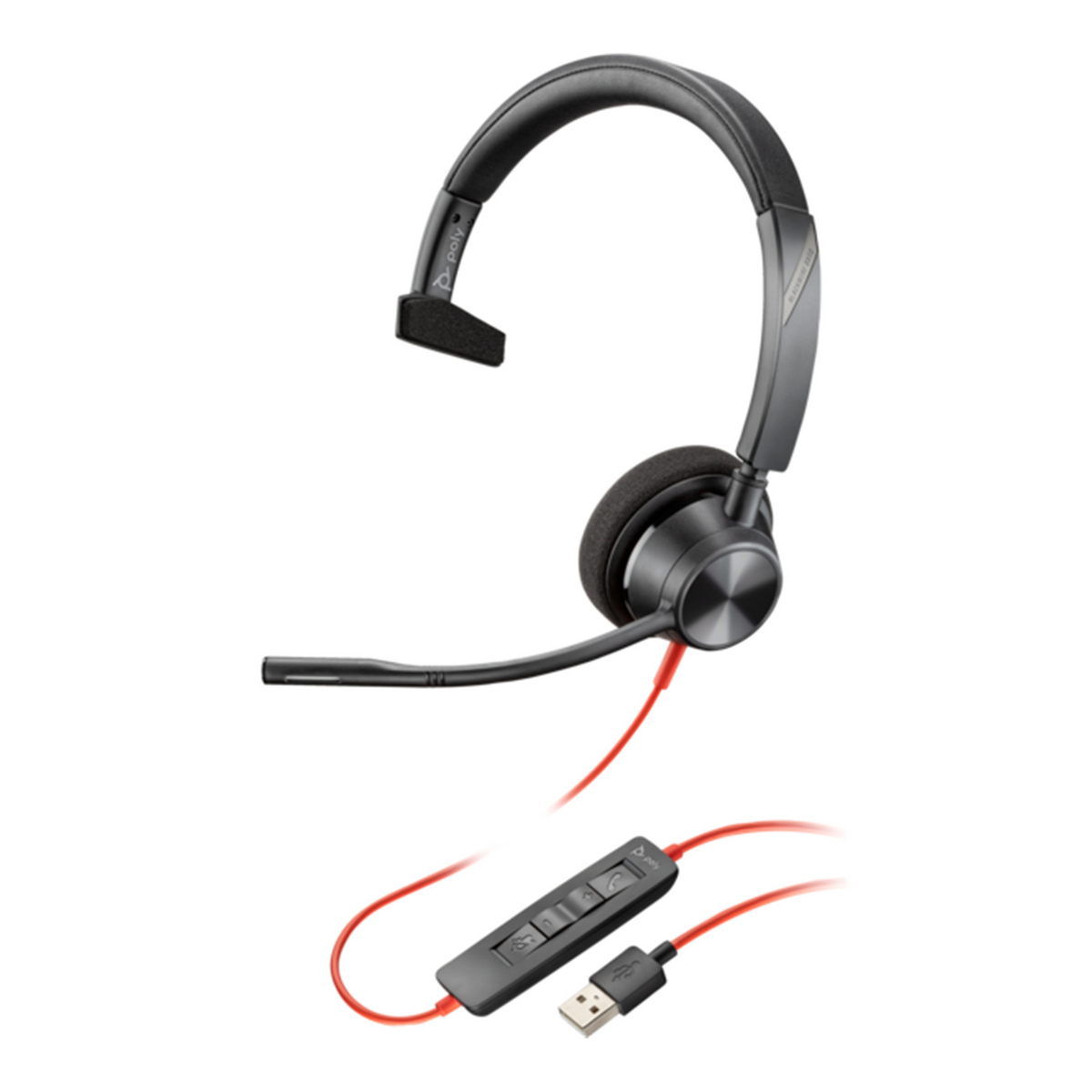 Headset Mono |  USB-A Adapter | Poly Blackwire