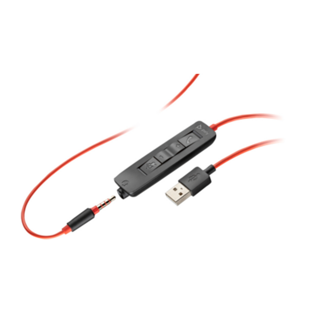 Headset Mono |  3.5mm Plug + USB-A Adapter | Poly Blackwire