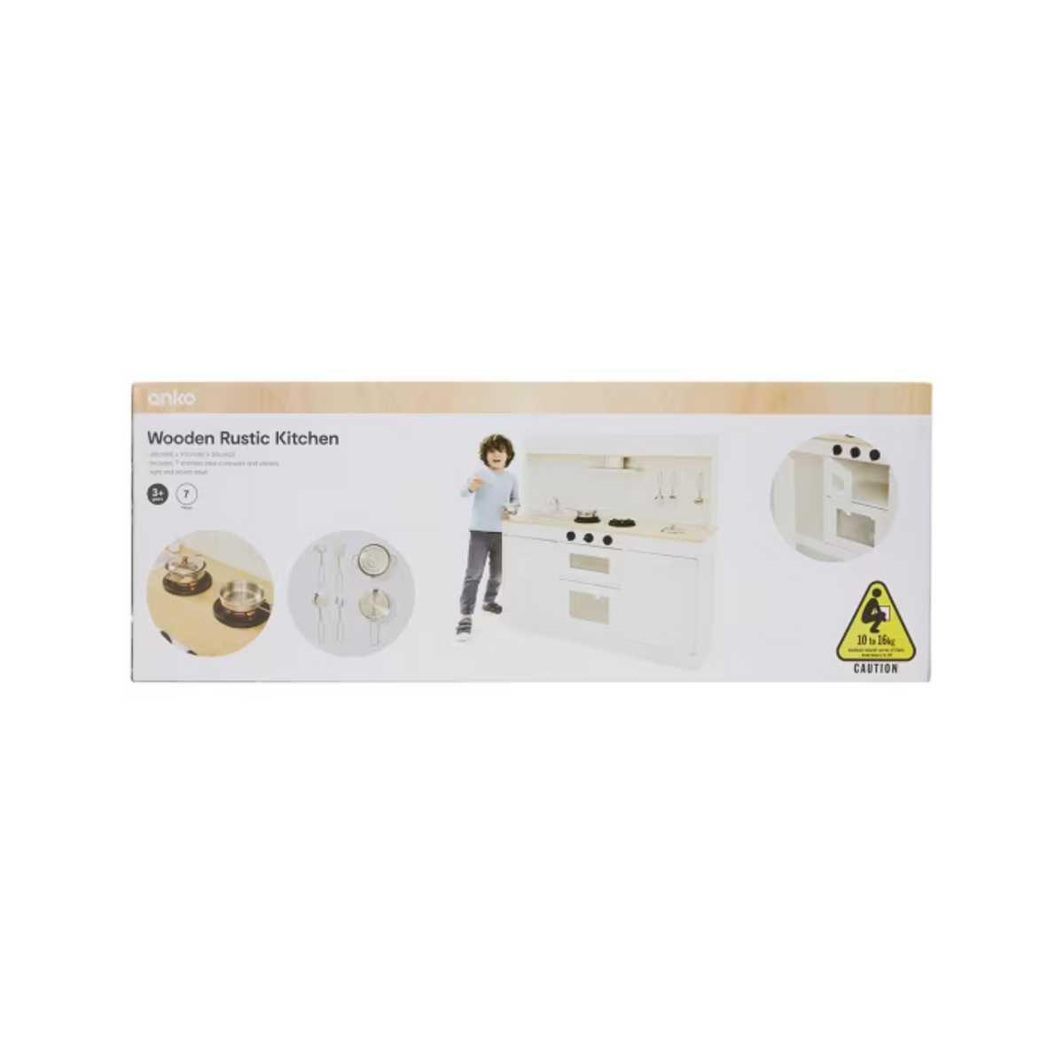 7 Piece Wooden Rustic Kitchen Playset