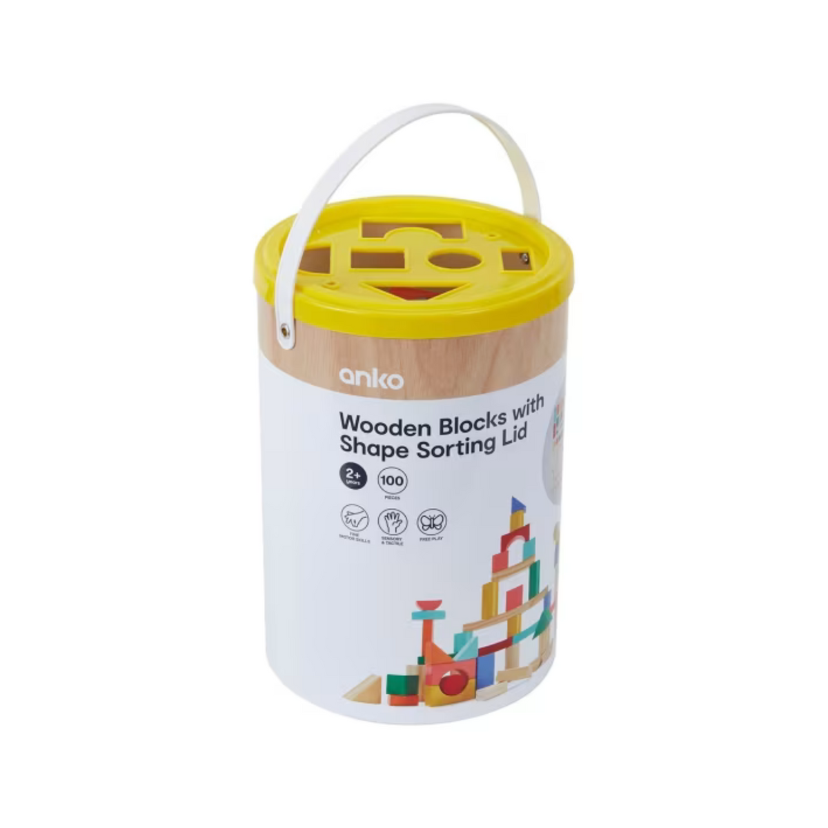 Wooden Blocks with Shape Sorting Lid