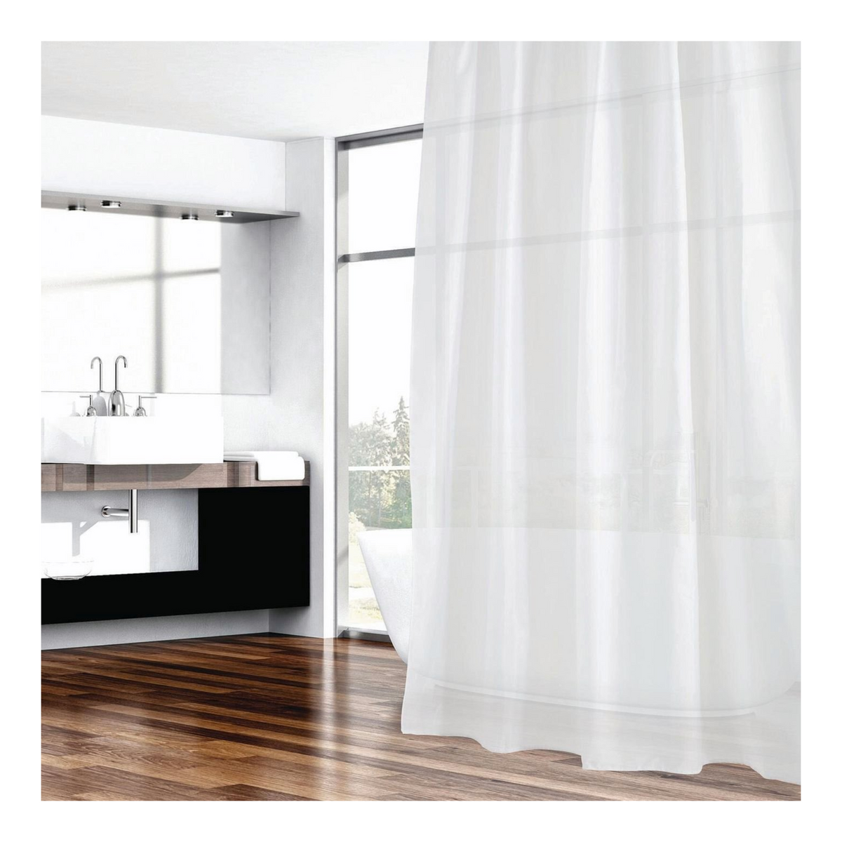 Barelli 180 x 180cm Gracefully White Polyester Shower Curtain