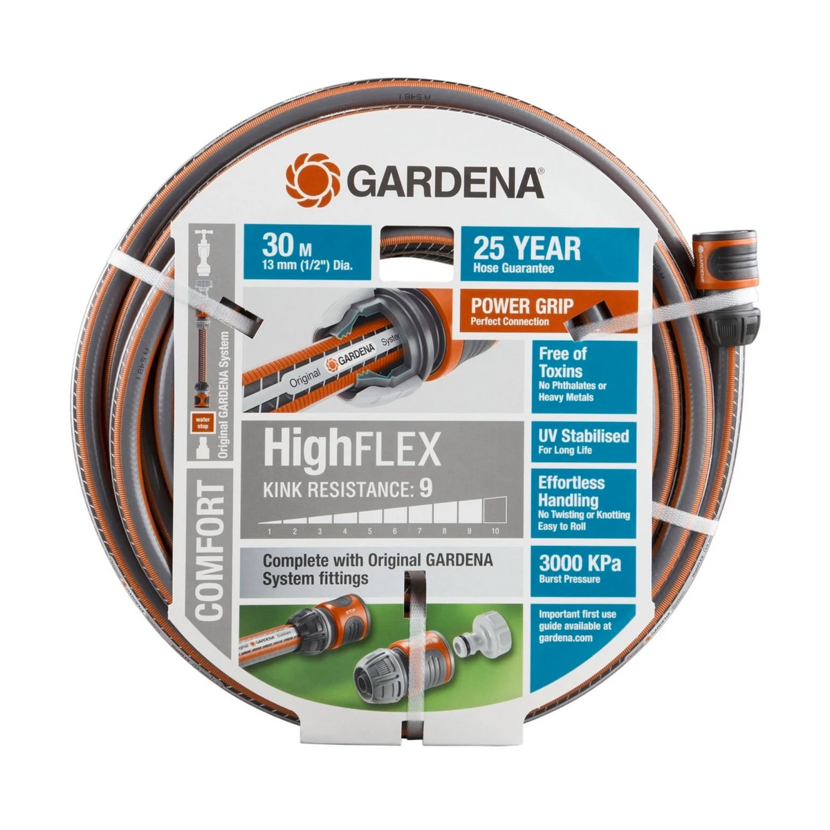 Gardena 13mm x 30m Highflex Fitted Hose