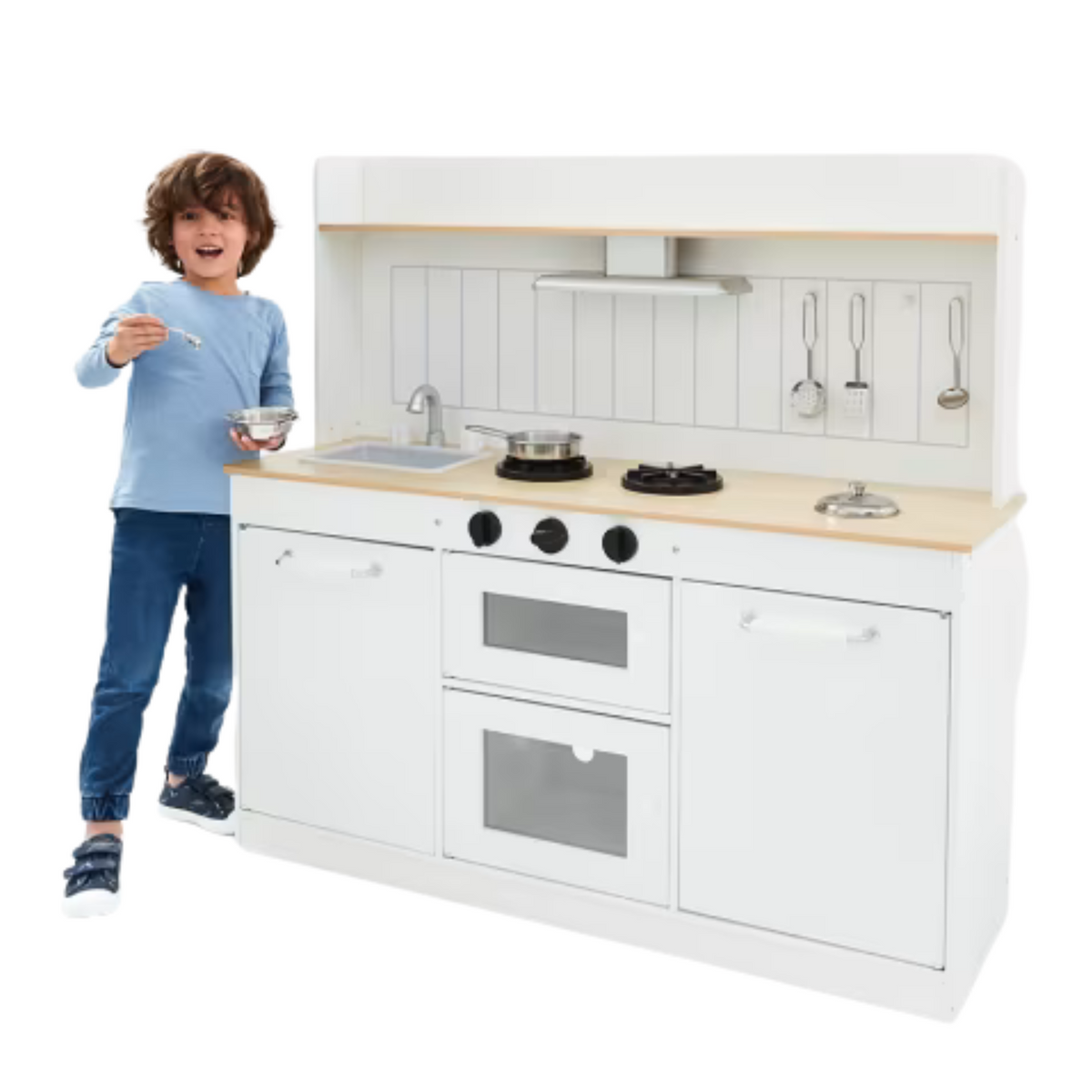 7 Piece Wooden Rustic Kitchen Playset