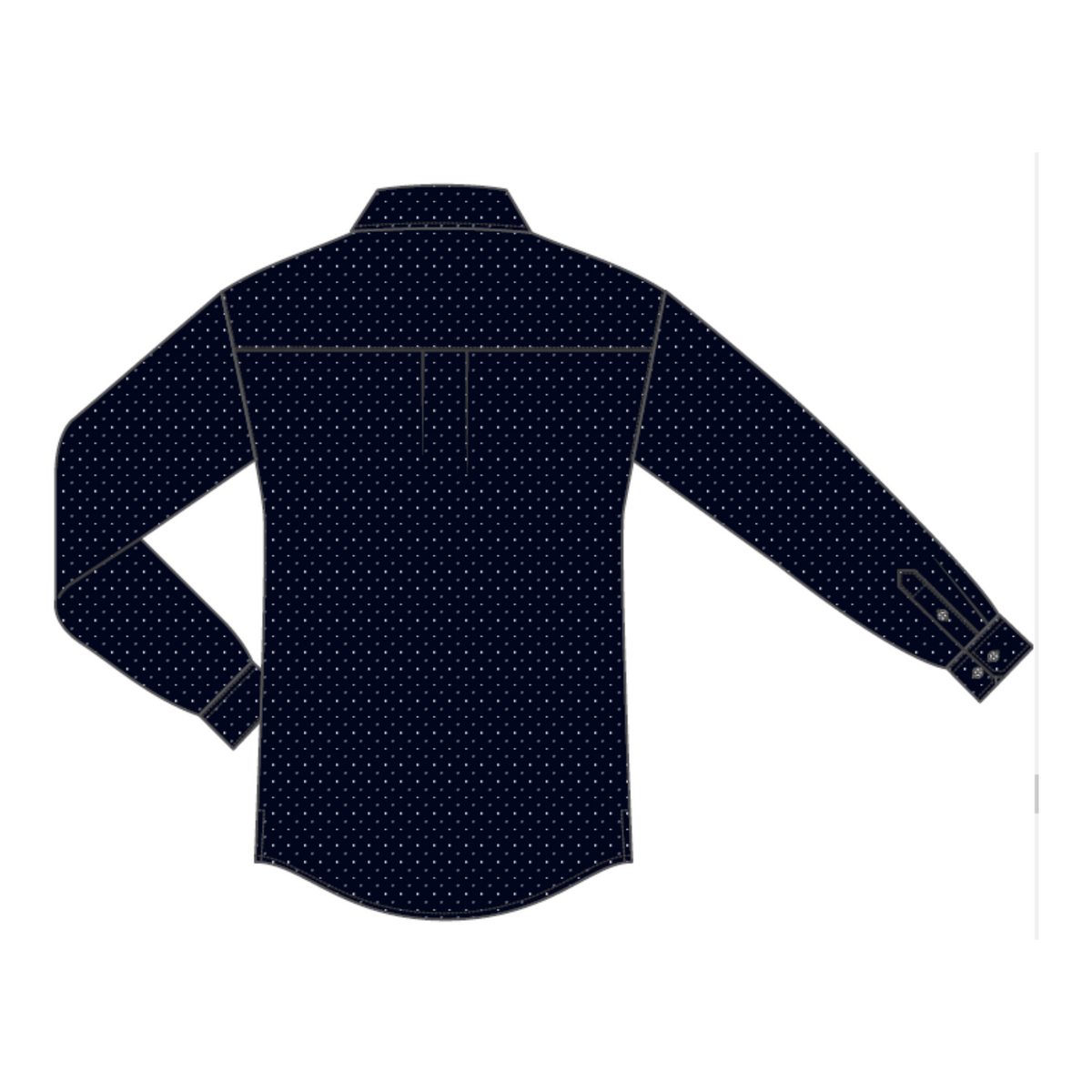 Mens Shirt - Long Sleeve - Navy Dotted