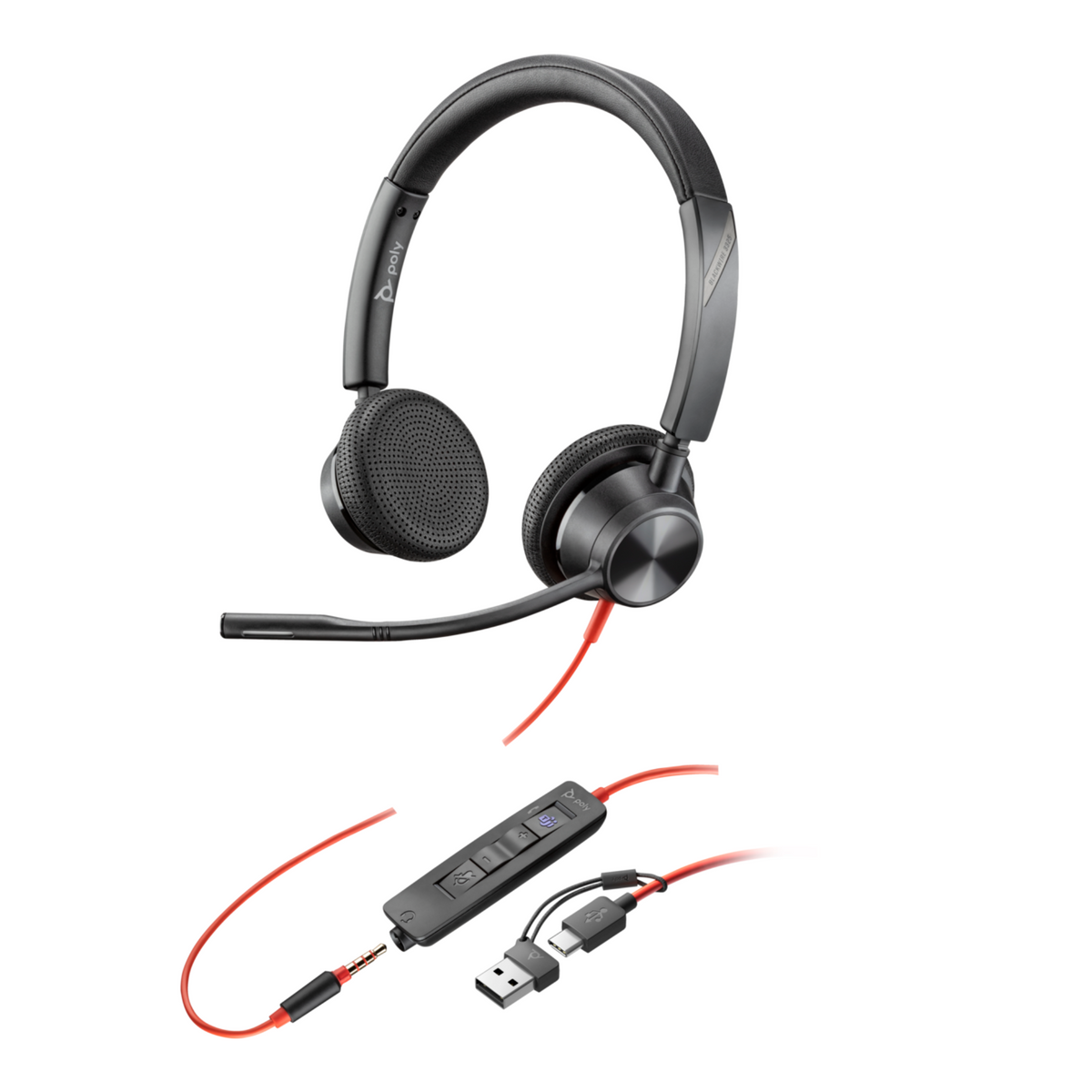 Headset 3.5mm Plug + USB-C/A Adapter | Poly Blackwire