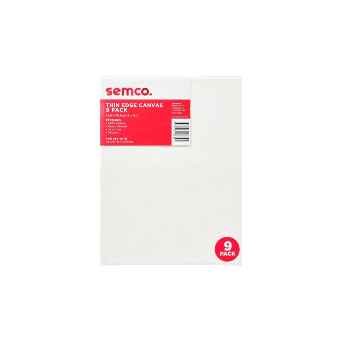 Semco 9 Piece Thin Edge Canvas Pack White 9 x 12 in