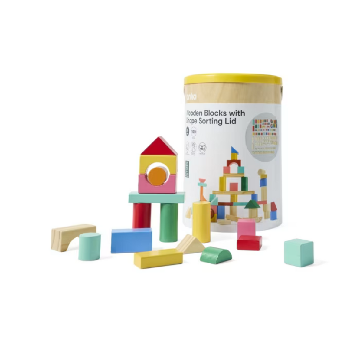 Wooden Blocks with Shape Sorting Lid