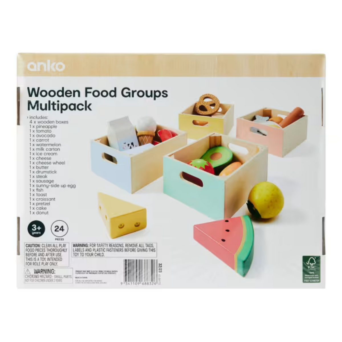 24 Piece Wooden Food Groups Multipack