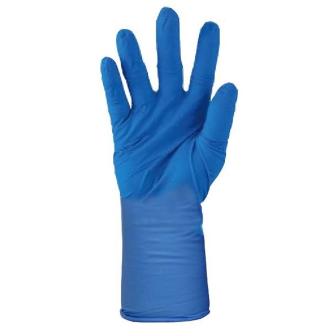 [Check] Blue Powder Free Nitrile Long Cuff Gloves (Box 100)
